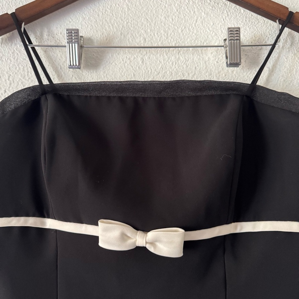 Vintage B2 Black White Bow Bustier Cami Bodice Top Y2K Preppy Size 14 - Picture 4 of 13